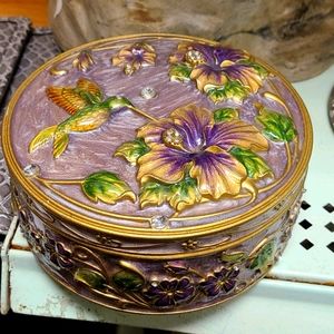 3D Floral Trinket box, jewelry box, hummingbird